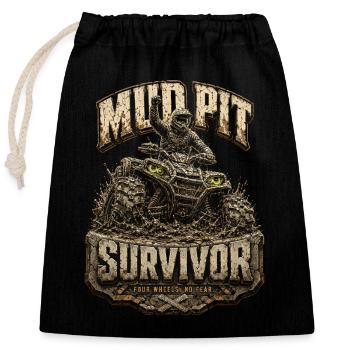 ATV Quad Driver Quad Survivant dans la fosse de boue - Sac cadeau en coton avec cordon (25 x 30 cm) - noir - Devant