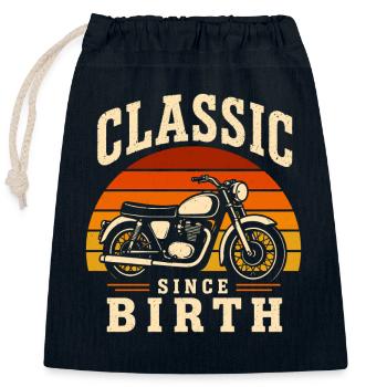 Classic Since Birth Motorcycle Design - Closable cotton gift bag (25x30cm) - navy - Front