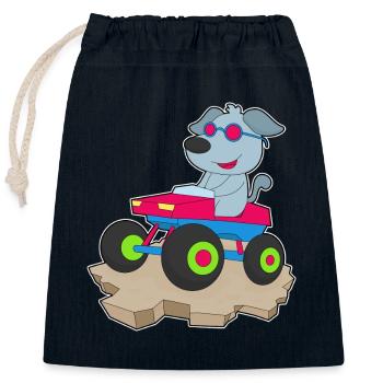 Hund Auto - Verschließbarer Geschenkbeutel aus Baumwolle (25x30cm) - Navy - Vorne