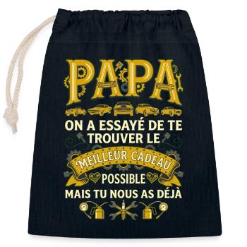 Cadeau Papa Mécanicien Voiture Humour - Sac cadeau en coton avec cordon (25 x 30 cm) - bleu marine - Devant