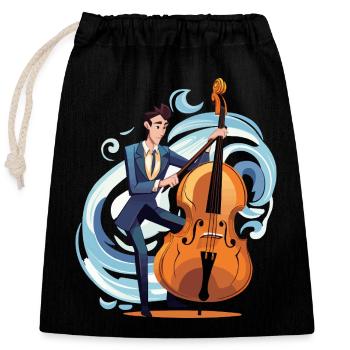 Violoncelle de jazz côtier dans la tempête - Sac cadeau en coton avec cordon (25 x 30 cm) - noir - Devant