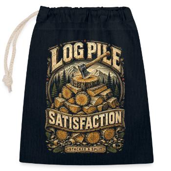 Holzfäller Baumfäller Log Pile Satisfaction - Verschließbarer Geschenkbeutel aus Baumwolle (25x30cm) - Navy - Vorne