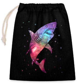 Shark Sharks Space Men Kids Boys Shark - Closable cotton gift bag (25x30cm) - black - Front