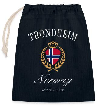 Couronne des armoiries de Trondheim en Norvège – Souvenir de voyage - Sac cadeau en coton avec cordon (25 x 30 cm) - bleu marine - Devant