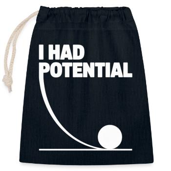 J’avais du potentiel : Potentiel Math Gag - Sac cadeau en coton avec cordon (25 x 30 cm) - bleu marine - Devant