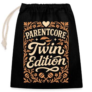 Édition jumelle | Parents jumeaux rétro - Sac cadeau en coton avec cordon (25 x 30 cm) - noir - Devant