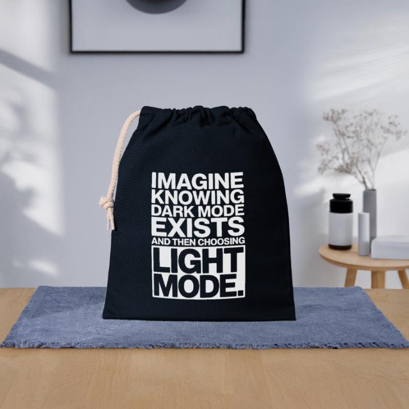 Le mode sombre existe Programmeur IT Nerd Coder Office Sac cadeau en coton avec cordon (25 x 30 cm)