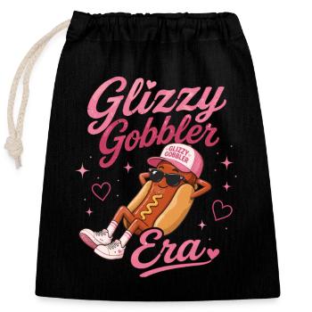 Amateur de saucisses fanatiques de hot-dogs brillants - Sac cadeau en coton avec cordon (25 x 30 cm) - noir - Devant