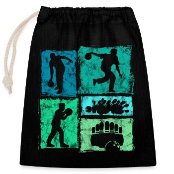 Bowling Skittles Retro Graphic for Bowlers - Closable cotton gift bag (25x30cm) - black - Front