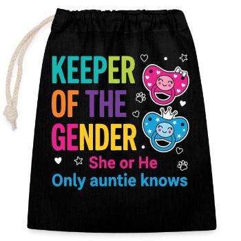 Révélation du sexe : la gardienne du genre que la tante connaît - Sac cadeau en coton avec cordon (25 x 30 cm) - noir - Devant