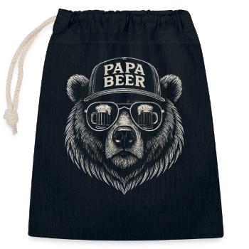 Papa Beer Father Bear Beer Humor Gift Idea - Closable cotton gift bag (25x30cm) - navy - Front