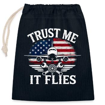 Aircraft Mechanic Aviation Engineer - Closable cotton gift bag (25x30cm) - navy - Front