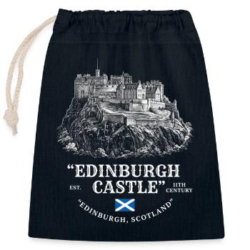 Voyage de la silhouette du château d’Édimbourg - Sac cadeau en coton avec cordon (25 x 30 cm) - bleu marine - Devant