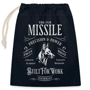Malinois - The Fur Missile: Built for Work - Closable cotton gift bag (25x30cm) - navy - Front