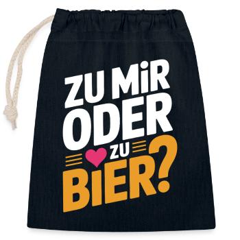 Bier Zu Mir Oder Zu Bier Flirt Single Party Malle - Verschließbarer Geschenkbeutel aus Baumwolle (25x30cm) - Navy - Vorne
