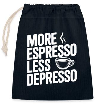More Espresso Less Depresso - Closable cotton gift bag (25x30cm) - navy - Front
