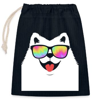 Samoyed - Closable cotton gift bag (25x30cm) - navy - Front
