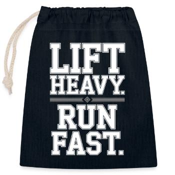 Lift Heavy Run Fast Gym Weight Training Workout Fitness - Closable cotton gift bag (25x30cm) - navy - Front