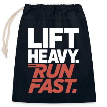 Lift Heavy Run Fast Gym Weight Training Workout Fitness - Closable cotton gift bag (25x30cm) - navy - Front