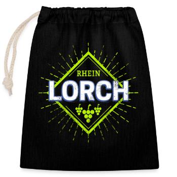 Lorch am Rhein in Deutschland mit Vintage Reben - Verschließbarer Geschenkbeutel aus Baumwolle (25x30cm) - Schwarz - Vorne
