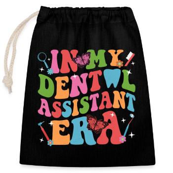 Kunterbunte Dental Assistent Motivationsspruch - Verschließbarer Geschenkbeutel aus Baumwolle (25x30cm) - Schwarz - Vorne