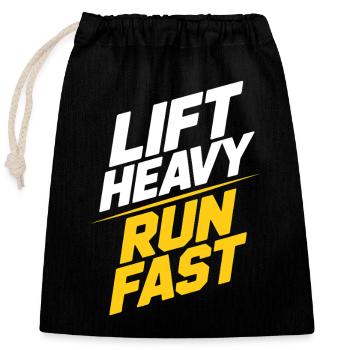 Lift Heavy Run Fast Gym Weight Training Workout Fitness - Closable cotton gift bag (25x30cm) - black - Front