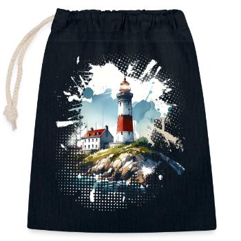 lighthouse - Closable cotton gift bag (25x30cm) - navy - Front