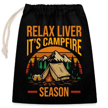 Camping Bonfire Camp Life Forest Camper - Closable cotton gift bag (25x30cm) - black - Front