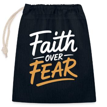 Glaube Faith Over Fear Jesus Gott Bibelvers Kirche - Verschließbarer Geschenkbeutel aus Baumwolle (25x30cm) - Navy - Vorne
