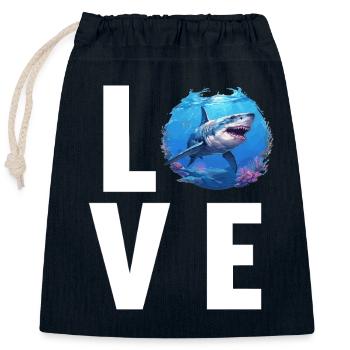 Haie Hai - Verschließbarer Geschenkbeutel aus Baumwolle (25x30cm) - Navy - Vorne