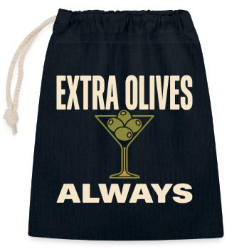 Olive Girl Martini Olive Mediterranes - Verschließbarer Geschenkbeutel aus Baumwolle (25x30cm) - Navy - Vorne