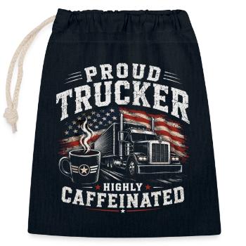 Camions, transport, café, chauffeur - Sac cadeau en coton avec cordon (25 x 30 cm) - bleu marine - Devant