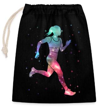 Running Jogging Space Ladies Girl Runner - Closable cotton gift bag (25x30cm) - black - Front