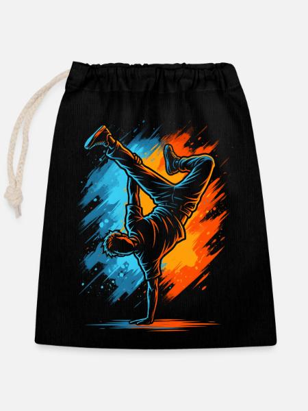Breakdancing Kinder Herren Jungen Breakdance - Verschließbarer Geschenkbeutel aus Baumwolle (25x30cm) - Schwarz