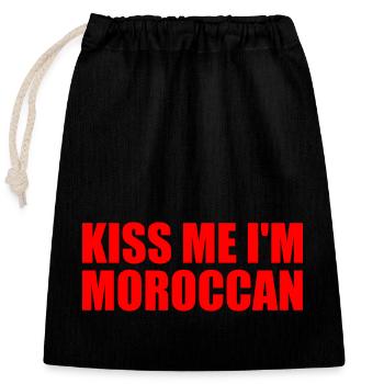 Kiss me im moroccan - Sac cadeau en coton avec cordon (25 x 30 cm) - noir - Devant