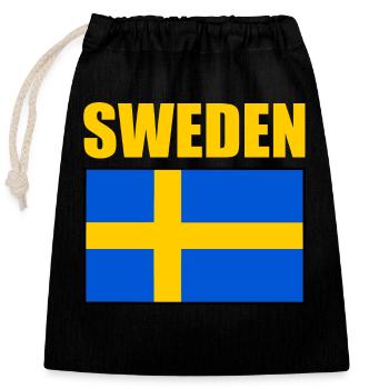 Schweden - Verschließbarer Geschenkbeutel aus Baumwolle (25x30cm) - Schwarz - Vorne