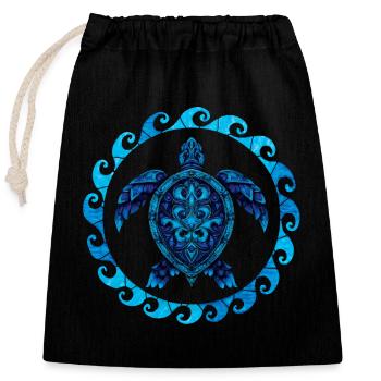 Buntglas Hawaiianische Maori-Meeresschildkröte - Verschließbarer Geschenkbeutel aus Baumwolle (25x30cm) - Schwarz - Vorne