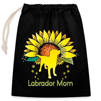 Drôle de maman Labrador - Sac cadeau en coton avec cordon (25 x 30 cm) - noir - Devant