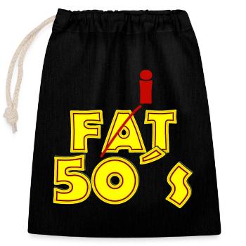 fat 50s yellow red - Closable cotton gift bag (25x30cm) - black - Front