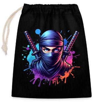 Ninja - Closable cotton gift bag (25x30cm) - black - Front