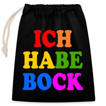 Ich habe bock - Verschließbarer Geschenkbeutel aus Baumwolle (25x30cm) - Schwarz - Vorne