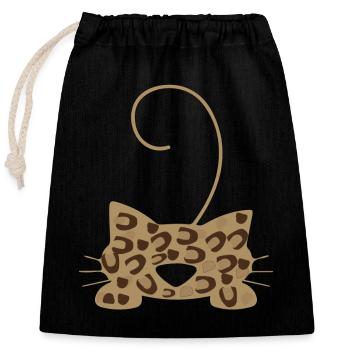 Leopard mask, leopard mask - Closable cotton gift bag (25x30cm) - black - Front