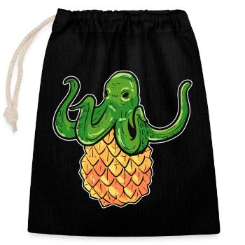 Ananas - Verschließbarer Geschenkbeutel aus Baumwolle (25x30cm) - Schwarz - Vorne