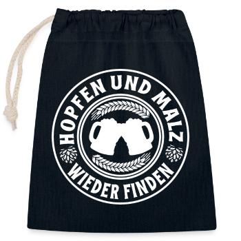 Hopfen und Malz wieder finden Bierliebhaber Spruch - Verschließbarer Geschenkbeutel aus Baumwolle (25x30cm) - Navy - Vorne