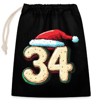 34 Number Christmas Cookie - Closable cotton gift bag (25x30cm) - black - Front