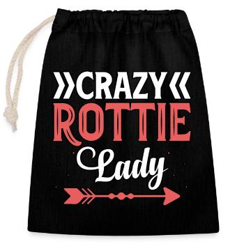 Crazy Rottie lady - Sac cadeau en coton avec cordon (25 x 30 cm) - noir - Devant