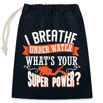 I breath under water - Closable cotton gift bag (25x30cm) - navy - Front
