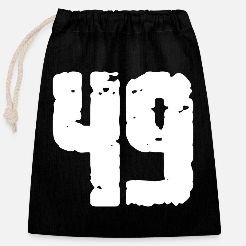 49 Number Vintage - Closable cotton gift bag (25x30cm) - black