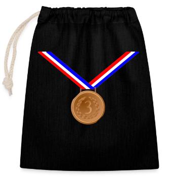 Médaille de bronze 3ème - Sac cadeau en coton avec cordon (25 x 30 cm) - noir - Devant