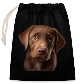 Labrador Retriever, gift idea for Labrador - Closable cotton gift bag (25x30cm) - black - Front